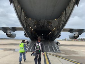 Kris coordinating with the RAAF and C17 crew